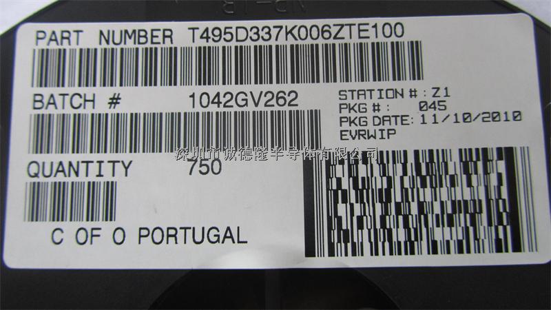 T495D337K006ZTE100 330UF 6.3V 100% 7343 KEMET 貼片鉭電容 全系列供應-T495D337K006ZTE100盡在買賣IC網